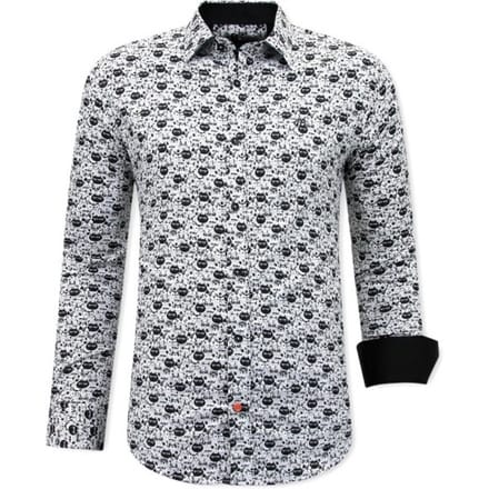 Luxe Satijn Dierenprint Overhemd Heren - 3093 - Zwart / Wit