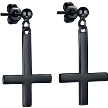 etNox - Gothic Oorstekerset - Black Cross - voor Vrouwen - zwart