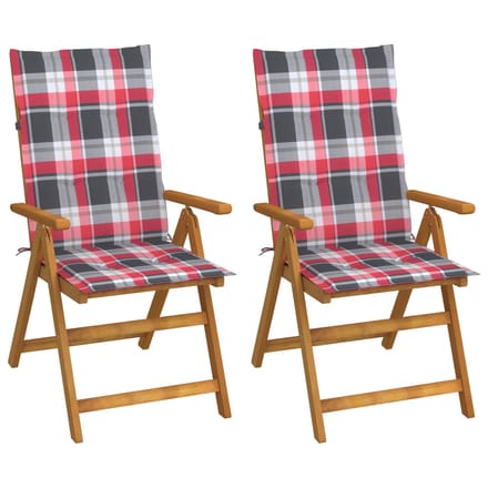 vidaXL - Inklapbare - stoelen - 2 - st - verstelbaar - met - kussens