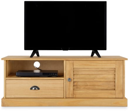 Lowboard VENETA 105 cm van massief hout met 1 deur en 1 lade – naturel