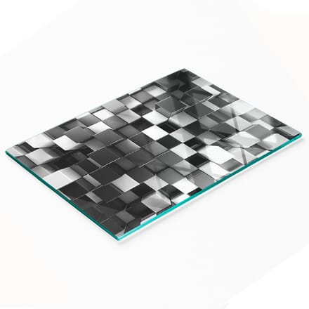 Keukenplank van gehard glas met abstracte kubusafbeeldingen, 80x52 cm