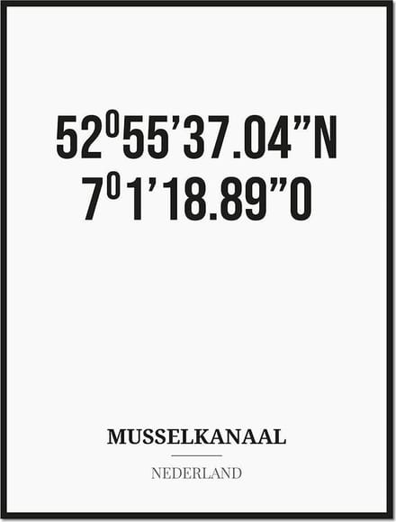 Poster/kaart MUSSELKANAAL met coördinaten