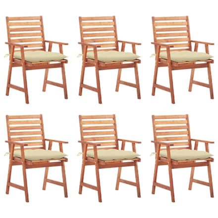 vidaXL - Tuinstoelen - 6 - st - met - kussens - massief - acaciahout