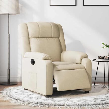 vidaXL - Fauteuil - verstelbaar - elektrisch - stof - crèmekleurig