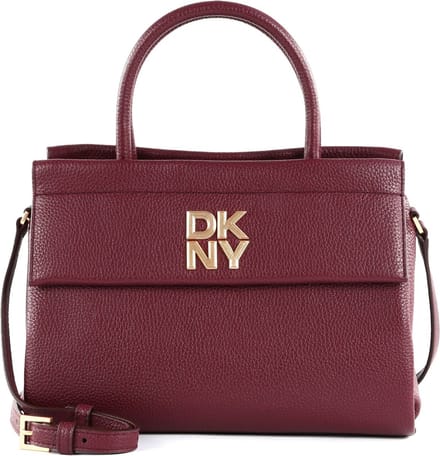 DKNY Leren Handtas Schoudertas Rosa Satchel Garnet Wijnrood