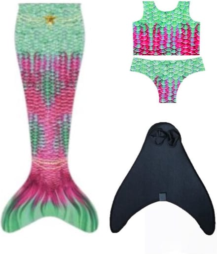 Zeemeerminstaart Ocean Turquaas maat 8 met monovin en bikini