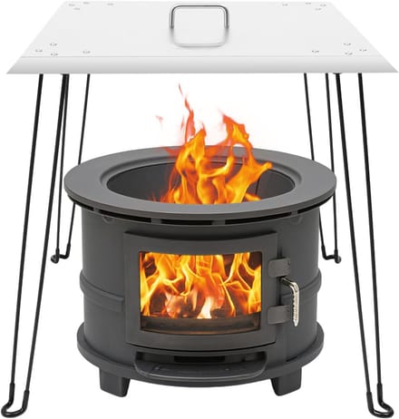 Warmteafwijzer - Vuurkorf accessoire - Buiten verwarmen - Inklapbare poten - 61 x 61 cm - Zilver