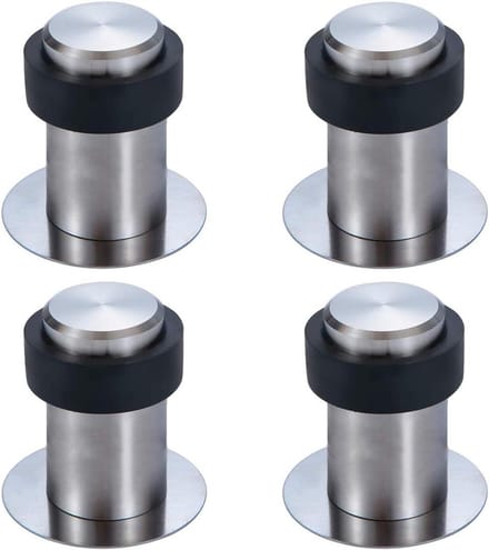 4-Pack Vloer Deurstopper 6cm RVS met Rubberen Bumper Zelfklevend