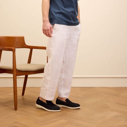 Manfield - Heren - Donkerblauwe suède loafers - Maat 40
