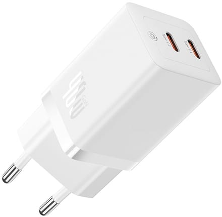 Baseus GaN5 Pro 40W Compacte Fast Charger Duo USB-C Wit