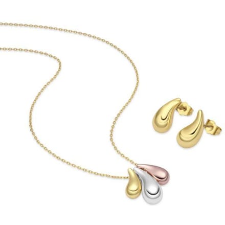 Parure - LUXENTER - Necon - Plaqué rhodium, or jaune et or rose 18K - Argent Taille unique