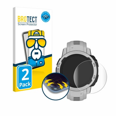 BROTECT - Screenprotector voor Garmin Instinct 2S Solar (40 mm) - Folie Beschermfolie transparant volledig dekking - 2 Stuks