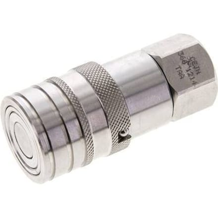 RVS DN 10 Vlakdichtende Koppeling Snelkoppeling G 3/8 inch Binnendraad ISO 16028 CEJN D 19.7mm