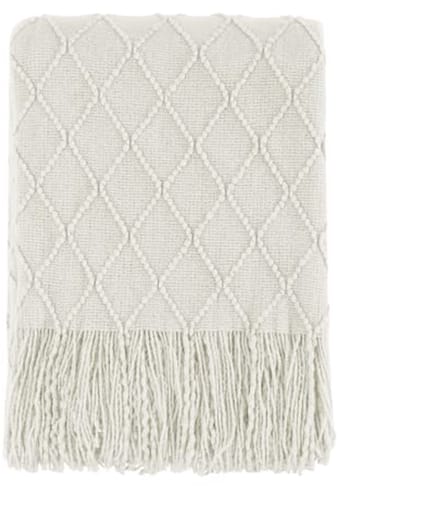Zachte gebreide decoratieve deken in beige - 127 x 152 cm