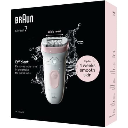 Braun Silk·épil 7 - Epilator voor Eenvoudige Ontharing - Langdurig Gladde Huid - 7-000 - Wit/Flamingo