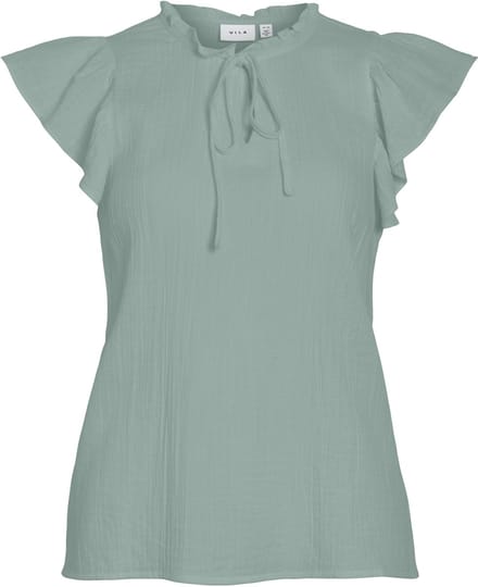 VILA - VILANIA O-NECK S/L FRILL TOP/VOL - Dames - Blouses