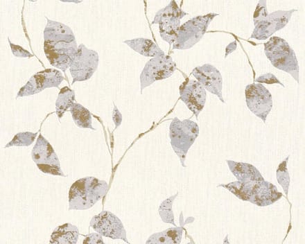 BLADEREN BEHANG | Landelijk - grijs metallic wit - A.S. Création Flavour