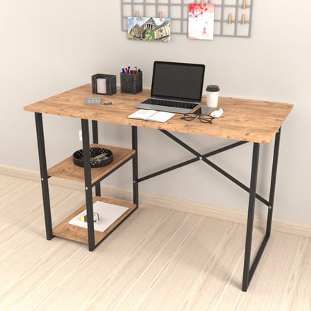[en.casa] Bureau Nittedal laptoptafel 75x120x60 cm zwart en eiken