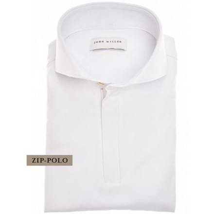 John Miller Polo Long Sleeve Slim Zip Collar Hyperstretch Wit / male