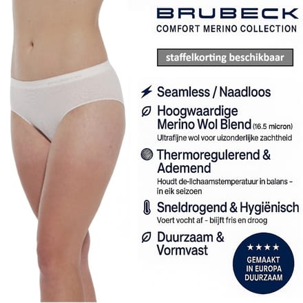 Brubeck Comfort Merino Slip Classic - Naadloos - Merino Wol Blend - Roomwit M