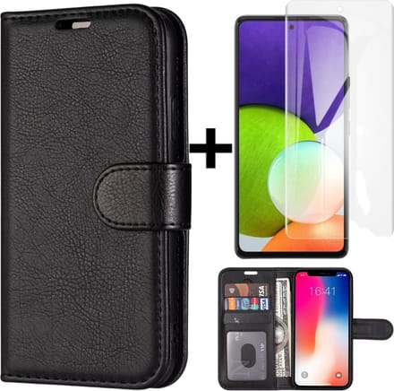 Wallet case Geschikt voor Apple iPhone 6/6S en gratis protector Zwart