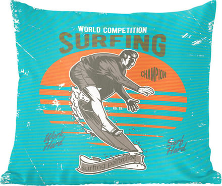 Sierkussens - Kussentjes Woonkamer - 60x60 cm - Vintage - Surf - Surfplank