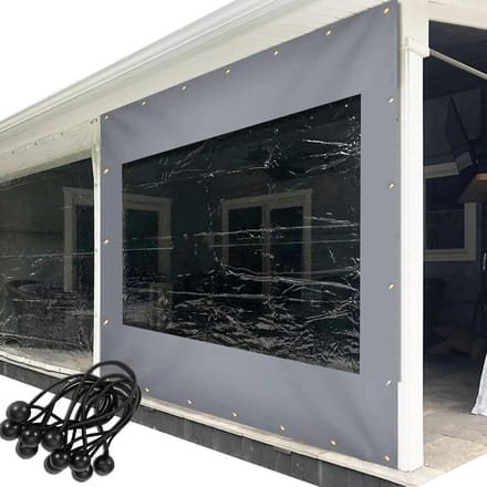 Buitengordijn PVC - Waterdichte Cover - Terras Afschermen - Transparant Vinyl - 5x3m - Grijs