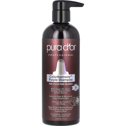 Pura D'or, Professioneel, ColorHarmony Paarse Shampoo, 16 fl oz (473 ml) black
