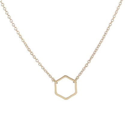 24/7 Jewelry Collection Zeshoek Ketting - Hexagoon - Goudkleurig