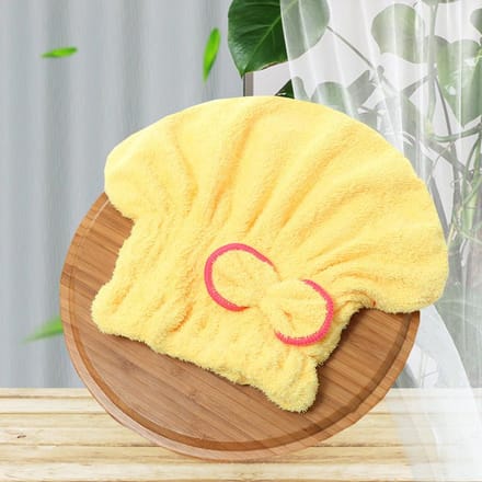 Douchemuts Dames Haar Microvezel Snel Drogen Bad Spa Strik Handdoek Hoed Voor Kamer Accessoires yellow