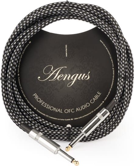 Áengus Black Tweed Gitaarkabel Instrument kabel - 6.35mm mono jack plug recht/recht - 3 meter