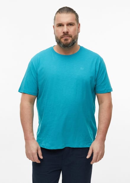 s.Oliver - male - T-shirt in vlamgarenstructuur met logodetail