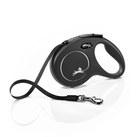 Flexi Classic Tape - Rollijn Hondenriem - Zwart - M - 5 Meter - Middelgrote Honden