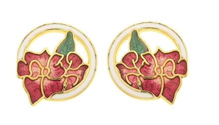Behave - Oorringen dames - bloemmotief - wit en roze - 2 cm