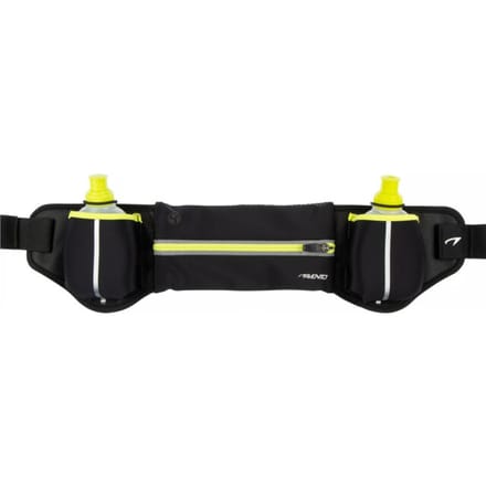 Avento Hardloopriem met 2 Drinkflessen - Addy - Zwart/Fluorgeel