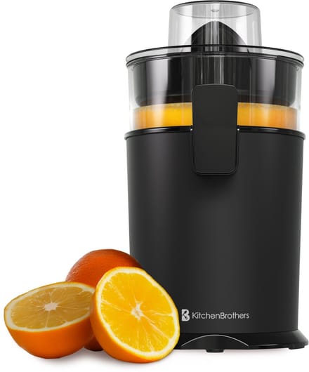 KitchenBrothers Citruspers - 0.5L - Handmatig - Sinaasappelpers en Citroenpers - Met Uitloop - Zwart