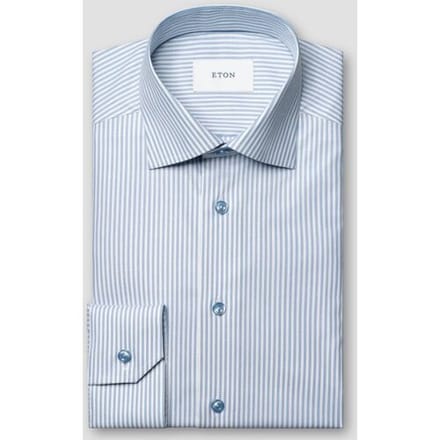 Eton Overhemd Soft Cotton Tencel Stripe Pattern Licht Blauw / male