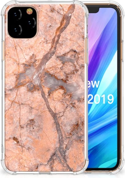 Apple iPhone 11 Pro Max Anti-Shock Hoesje Marmer Oranje