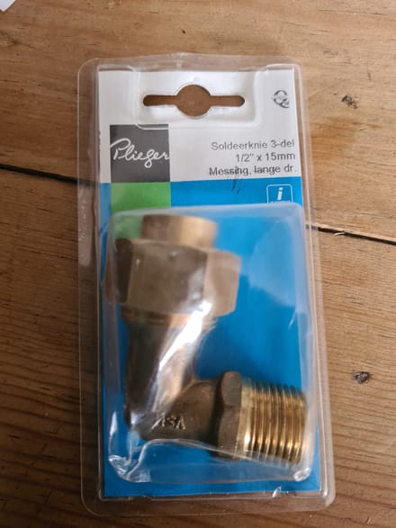 Plieger Soldeerknie 3-del 1/2'' x 15mm messing, lange dr.