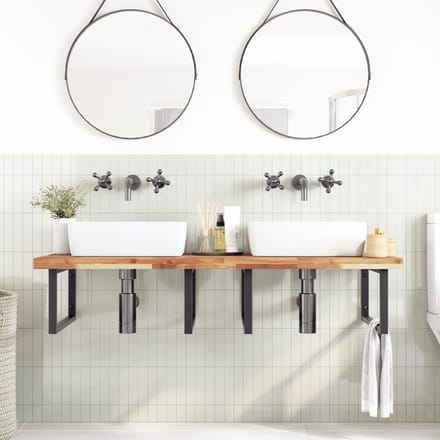 vidaXL - Badkamer - wandschap - staal - en - massief - acaciahout