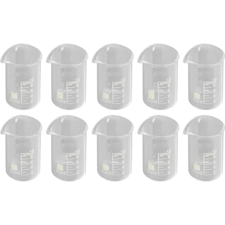 10PCS Bécher Verre Borosilicaté Échelle Claire Bécher de Laboratoire pour Expérience Académique Industrielle 10ml white