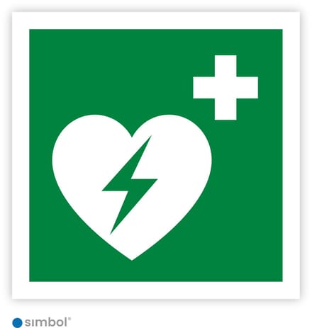 Simbol® - Stickers Automatische Externe Defibrilator - AED (E010) - Formaat 5 x 5 cm.