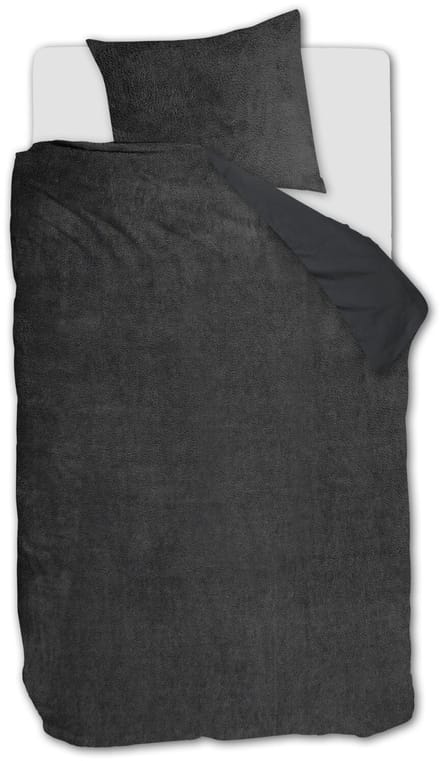Ambiante Plush Teddy dekbedovertrek - Eenpersoons - 140x200/220 - Antraciet