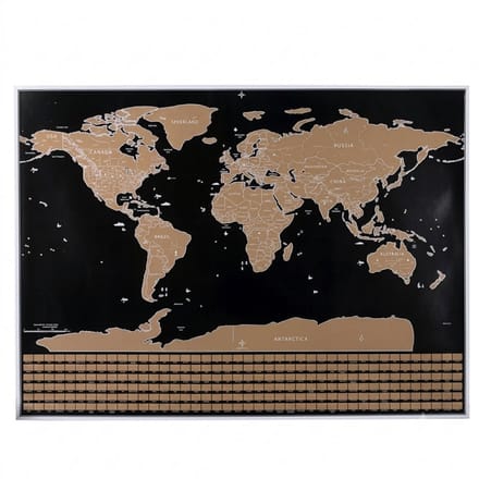 Wereldkaart Scratch map - 60 x 83 cm - Hoge Kwaliteit - Met Opberg Koker - IXEN