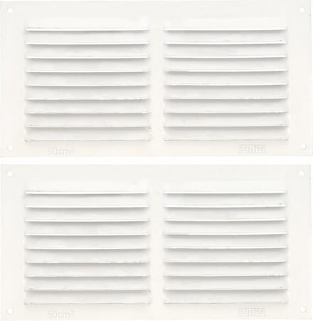 AMIG Ventilatierooster/muurrooster - 2x - 100 x 200mm - aluminium - wit - schoepenrooster