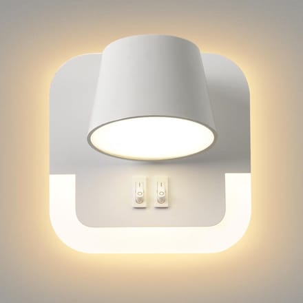 Wandlamp met Leeslamp en Schakelaar - Draaibare Kop - Warm Wit Licht - Wit