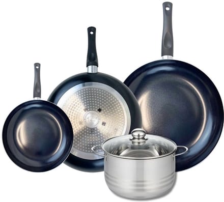 Set van 3 Koekenpannen 20, 28 en 32 cm en 1 braadpan 20 cm Elo Prima Brillant