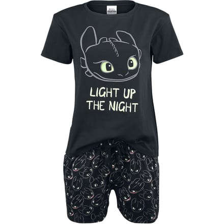 How To Train Your Dragon Pyjama - Toothless - Light Up - S tot 3XL - voor Vrouwen - zwart