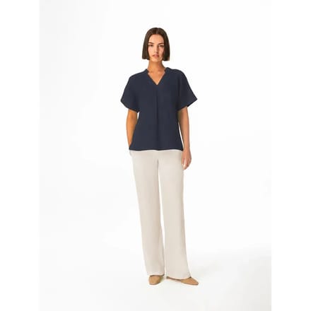 V-hals blouse voor dames Haris Cotton Essentials Front Pleat