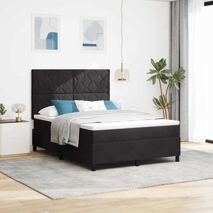 vidaXL - Boxspring - bed - met - hoofdeinde - Zwart - 140 - x - 200 - cm - Fluweel